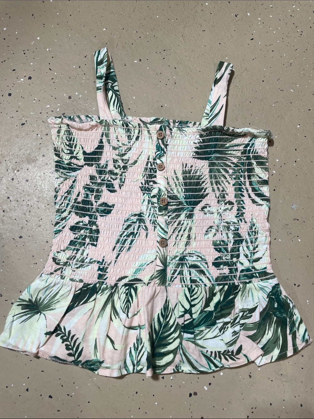 Girls Old Navy Pink and Green Tropical Print Tank Top